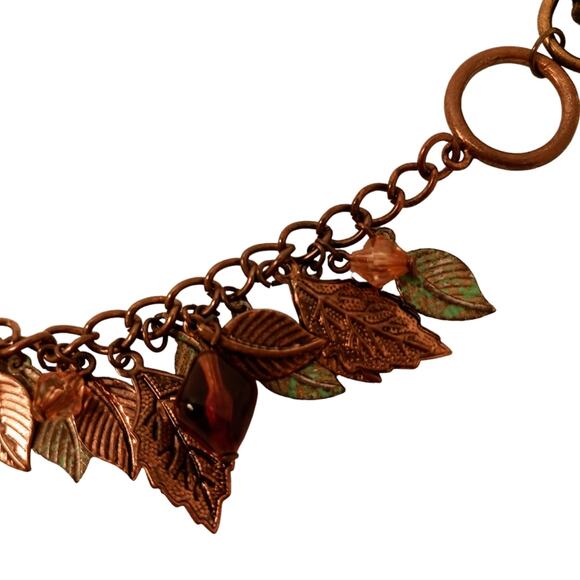 Luxe Family Tree 10" Bag Chain Charm Leaves Autumn Bronze Rustic Artsy Bohemian - Picture 5 of 11
